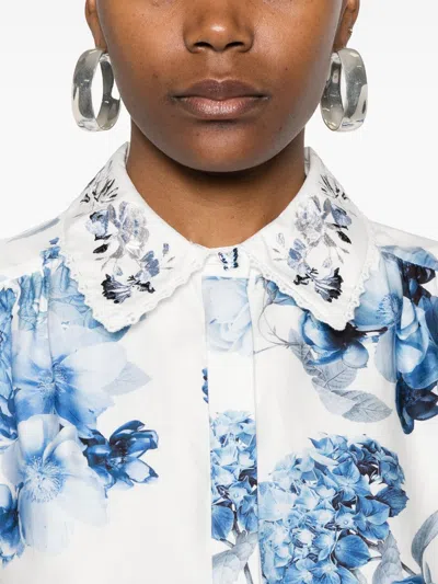Alice And Olivia Junia Printed Mini Dress In Blue