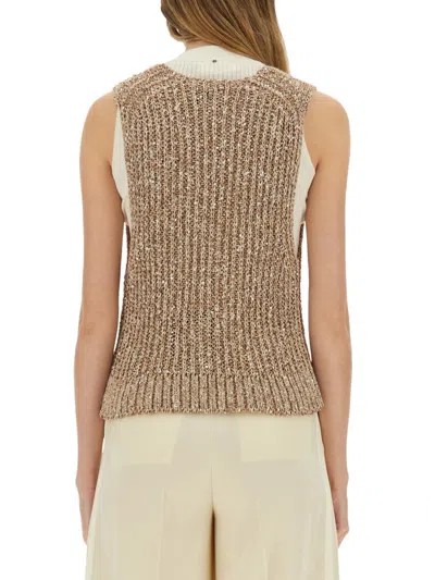 Alysi Tricot Vest With Sequins In Animal Print