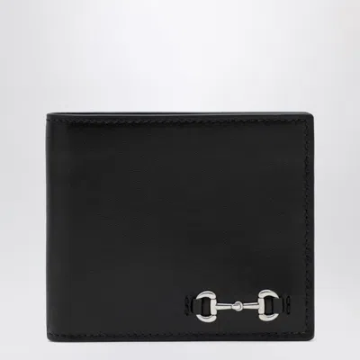 Gucci Compact Bi-fold Wallet Metal Clamp In Black