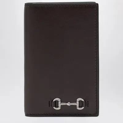 Gucci Cocoa Long Cardholder With Horsebit Men In Black