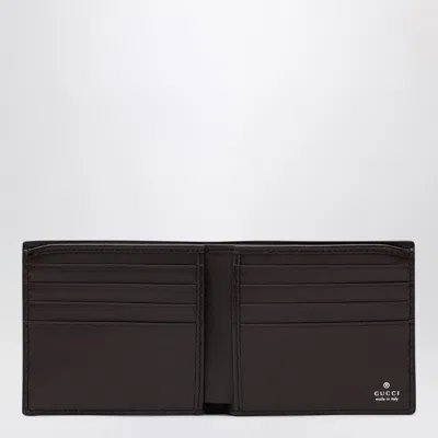 Gucci Men Brown Bi-fold Wallet With Horsebit On The Front And Embossed Logo On The Inside In Leather In Black