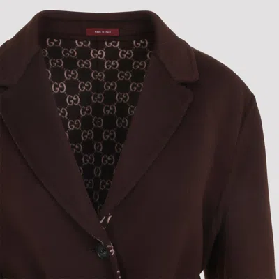 Gucci Brown Reversible Double-breasted Coat With Notched Revers And Belt In Wool Woman In Brown