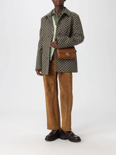 Gucci Monogram Patterned Cotton Blend Jacket In Green