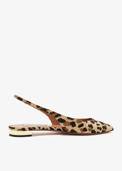 Aquazzura Purist Sling Flat In Natural In Nude
