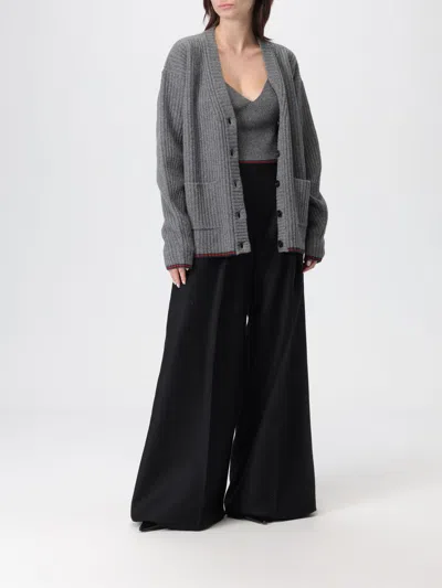Gucci Women Ribbed Knit Wool Cardigan In Gray