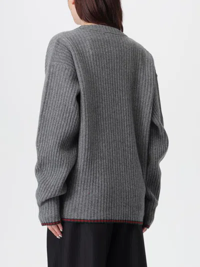 Gucci Women Ribbed Knit Wool Cardigan In Gray