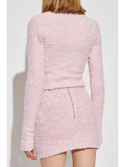 Balenciaga Pink Cotton Blend Tweed Cropped Cardigan