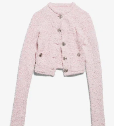 Balenciaga Pink Cotton Blend Tweed Cropped Cardigan