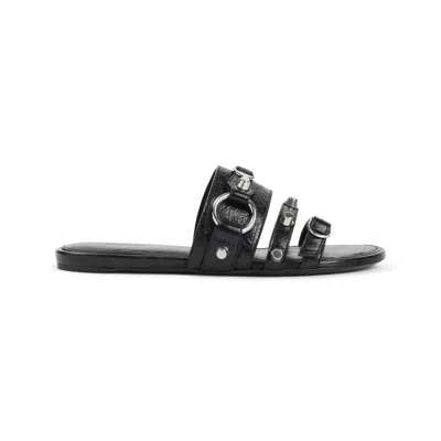 Balenciaga City Flat Sandals In Black