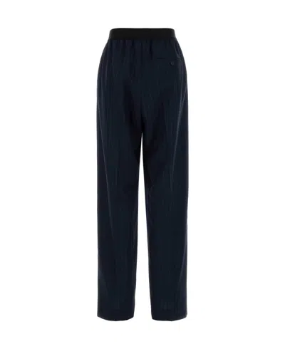 Balenciaga Women Striped Pants With Elastic In Blue