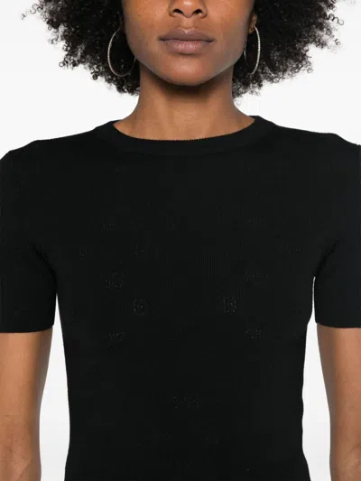 Balenciaga Open-knit Wool Top In Black
