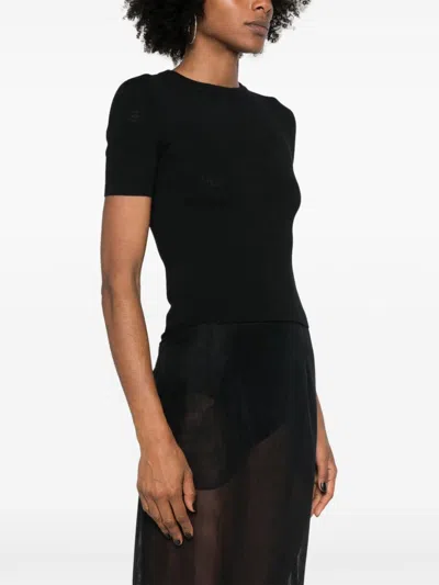 Balenciaga Open-knit Wool Top In Black