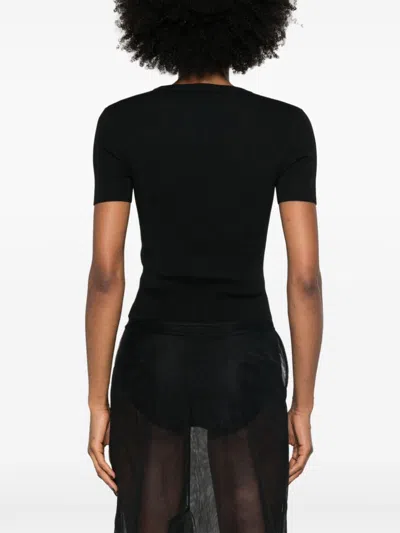 Balenciaga Open-knit Wool Top In Black