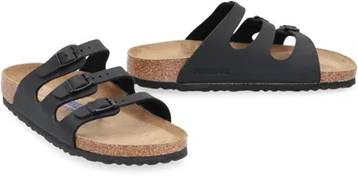 Birkenstock Florida Bs Leather Slides In Black