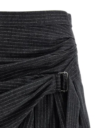 Isabel Marant Asymmetric Wrap Skirt Belted Detail In Gray