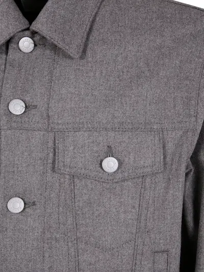 Jacob Cohen Long Sleeve Trucker Jacket With Adjustable Waist In Gray