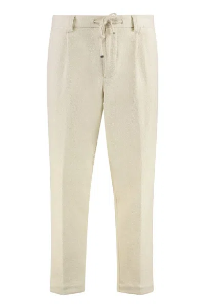 Hugo Boss Trousers Cotton Drawstring Waist In White