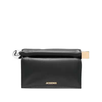 Jacquemus Black Rond Carre Clutch In Black