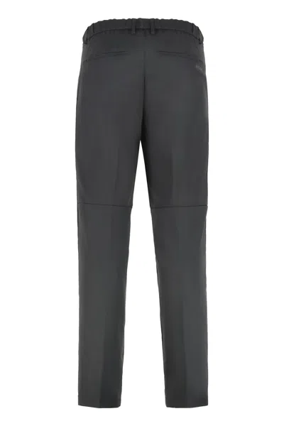 Hugo Boss Elastic Waistband Relaxed Fit Trousers In Gray