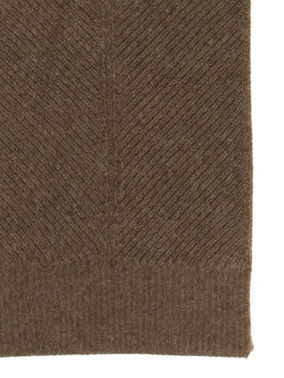 Bottega Veneta Chevron Patterned Soft Alpaca Scarf In Brown