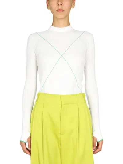 Bottega Veneta Contrasting Seams Sweater In White