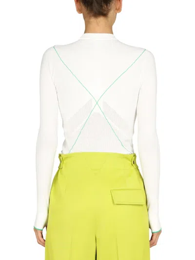 Bottega Veneta Contrasting Seams Sweater In White