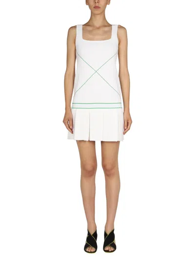 Bottega Veneta Sleeveless Square Neck X-stitching Tennis Dress In White