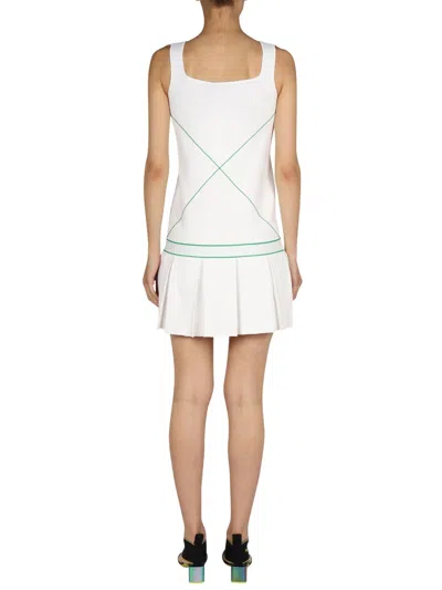Bottega Veneta Sleeveless Square Neck X-stitching Tennis Dress In White