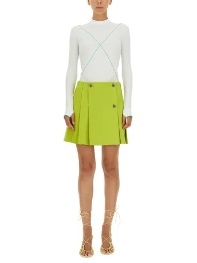 Bottega Veneta Pleated Skirt In Green