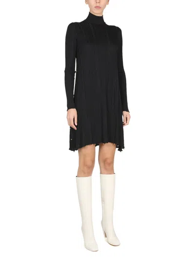 Bottega Veneta Plisse Dress In Black