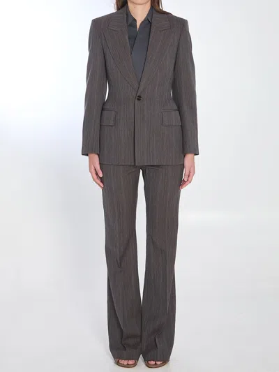 Bottega Veneta Wool Trousers With Thin Stripes In Animal Print