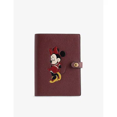 Coach Womens  X Disney Minnie Leather Notebook Red In Red