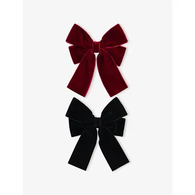 H&m Adorables Pack Of Two Velvet Bow Hair Clips Red Dark In Multi