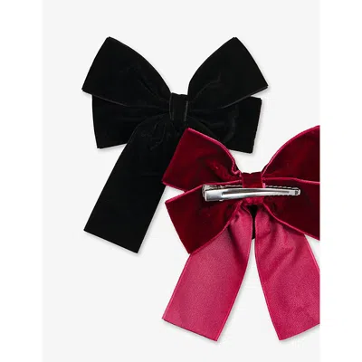 H&m Adorables Pack Of Two Velvet Bow Hair Clips Red Dark In Multi
