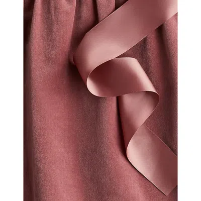 H&m Adorables Puff-sleeve Flared Cotton-velvet Dress 2-10 Years Pink Medium Dusty In Brown