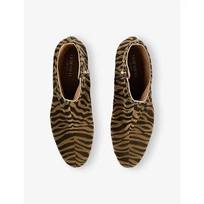 Lk Bennett Womens Conway Zebra-print Faux-suede Block-heel Ankle Boots Pri-zebra Eur 39 / 6 Uk In Black