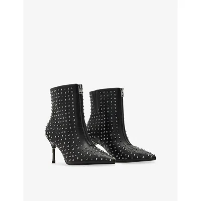 Allsaints Leather Stud Heeled Boots 88 In Animal Print