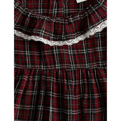 H&m Adorables Frilled-collar Checked Cotton-muslin Dress 2-10 Years Red Dark In Red