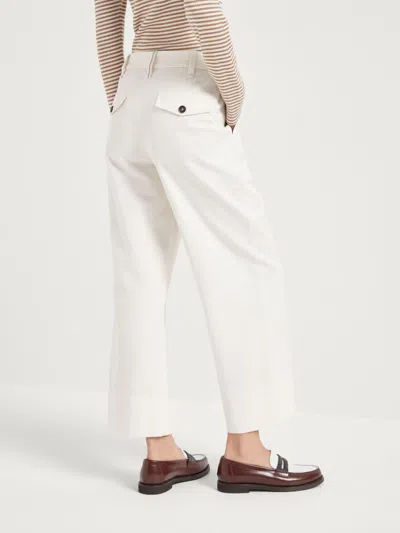 Brunello Cucinelli Cotton-linen Blend Trousers In White