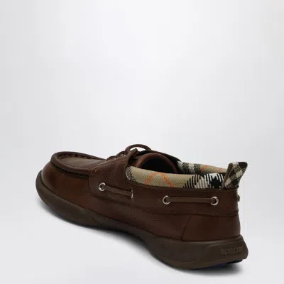 Burberry Leather Loafers Round Toe Rubber Sole In Brown