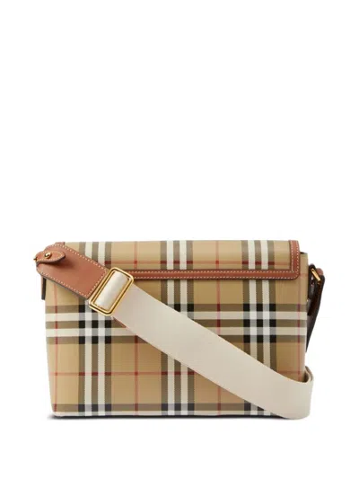 Burberry Check Medium Note Bag In Brown