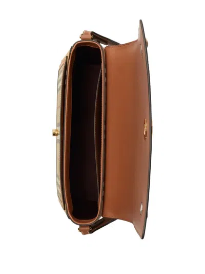 Burberry Check Medium Note Bag In Brown