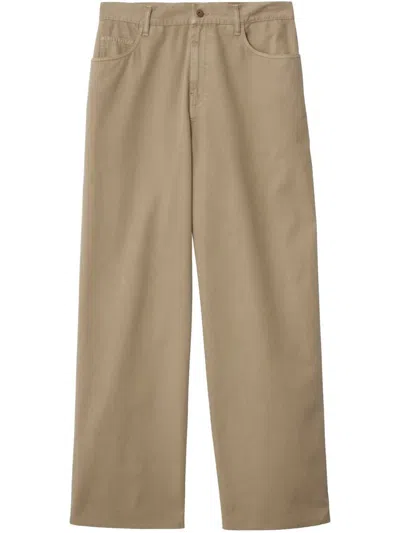 Burberry Men's Washed Twill Trousers In Quill