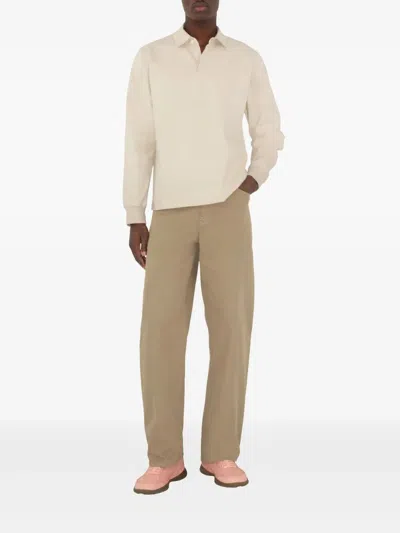 Burberry Men's Washed Twill Trousers In Quill