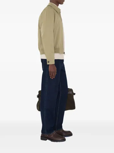 Burberry Cotton Jacket With Collar And Pockets In Skylark