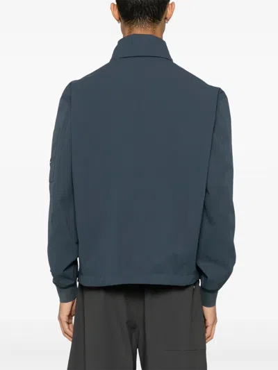C.p. Company Boxy Cropped Jacket With High Collar In Blue