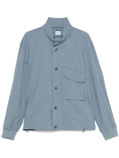 C.p. Company High-collar Casual Jacket With Flap Pockets In Blue