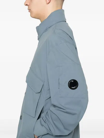 C.p. Company High-collar Casual Jacket With Flap Pockets In Blue