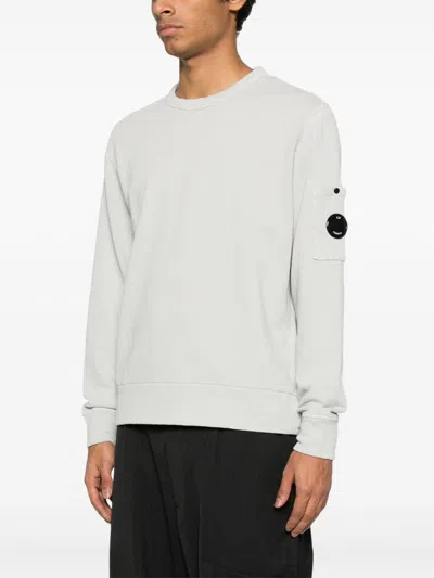 C.p. Company C.p.company Logo Cotton Crewneck Sweatshirt In White