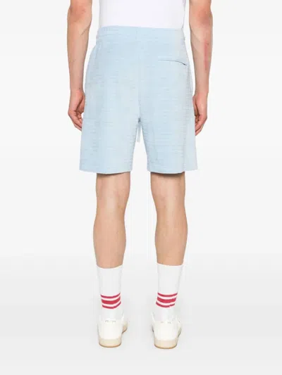 Casablanca Velour Stripe Shorts In Light Blue